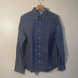 Nautica Navy Checkered Button Down Shirt